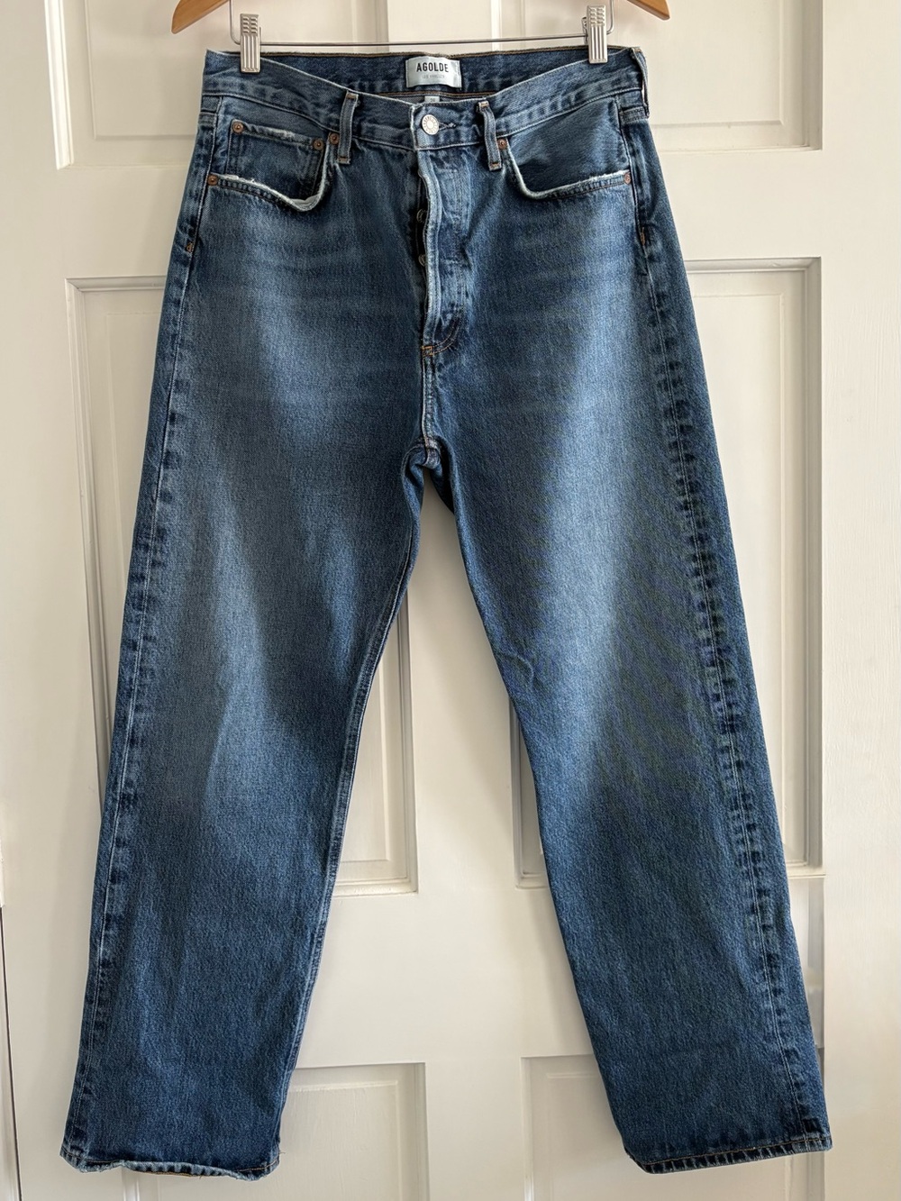 Agolde Fran Button-Fly Medium Wash Blue Jeans Size 28 - Picture 2 of 15